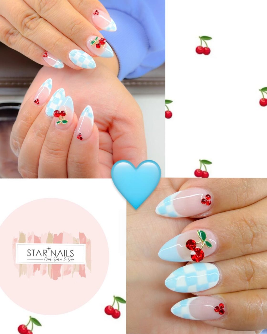 Cherry french tip nails